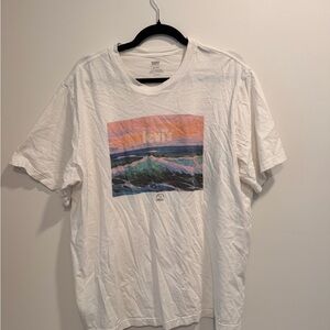 Levi's White Tee with Sunset Wave Graphic 100% cotton